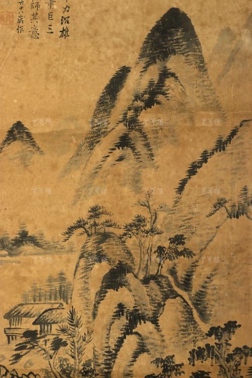 清末秀才著名书画家田养颐丁亥年1947水墨山水画作品高山幽居一幅纸本