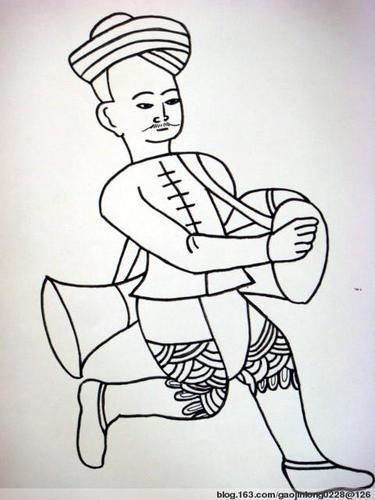 傣族男人的简笔画傣族的故事简笔画傣族的侧面服装简笔画傣族人物简笔