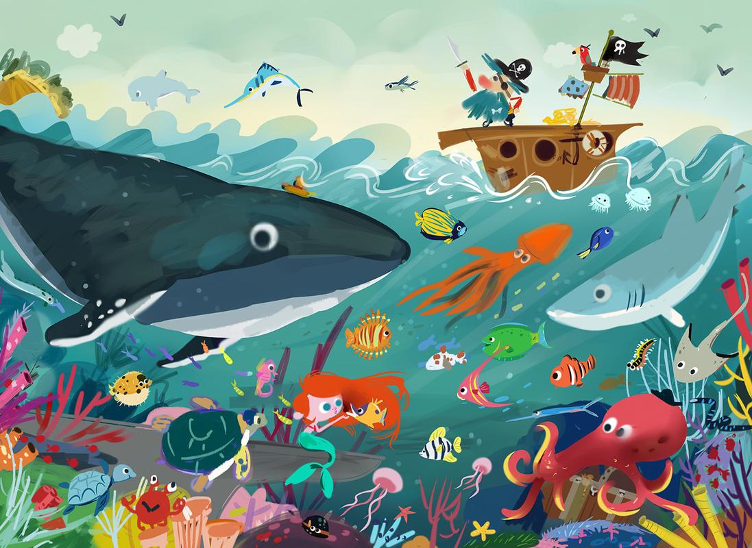 游戏拼图插画——海底世界(附过程图)