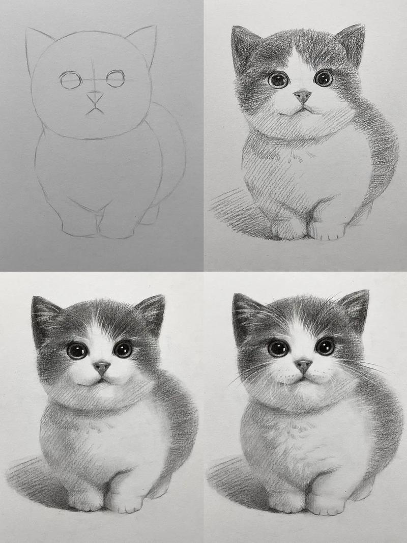 超可爱猫咪教程 来画一画吧!#跟着抖音学画画 #素描 #素描 - 抖音