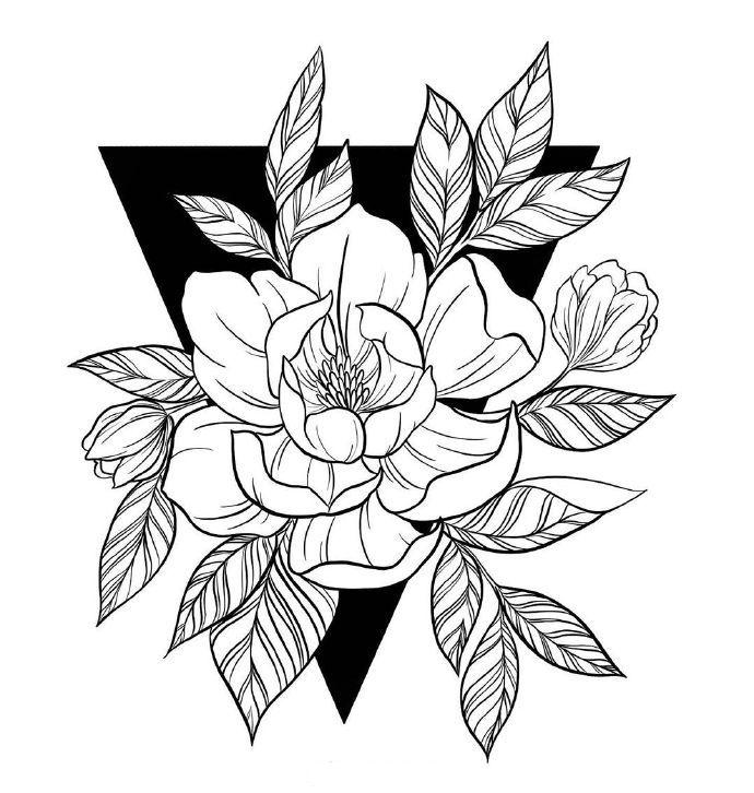 创意花卉黑白线稿图片用一支笔画出来的创意线稿花卉