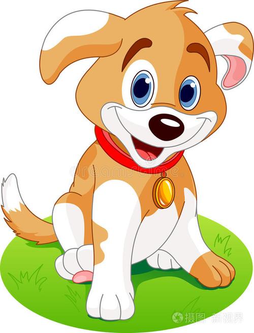 狗可爱的小狗快乐的狗站在它的后腿上卡通狗的矢量图可爱的小狗散步一