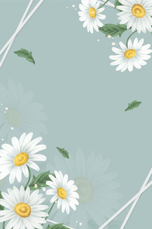淡绿色背景上的雏菊花架手机壁纸插图素材-高清图片-摄影照片-寻图免