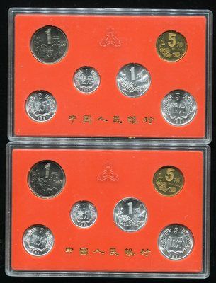 1991年中国硬币六枚一套,共30枚(带盒)近未使用