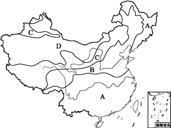 2《中国的气候》练习题答案 在上面的中国年降水量分布图上,用红笔描