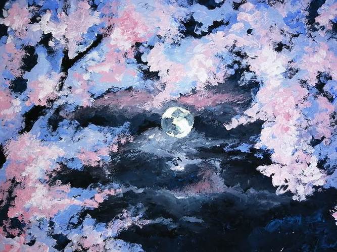 夜樱|もっさりりょうちゃん的pixiv风景壁纸插画图片