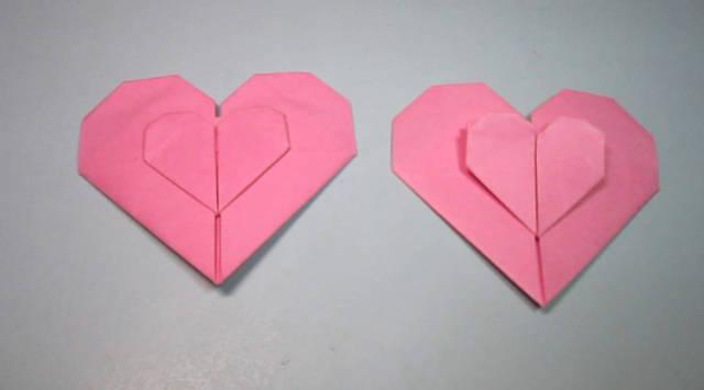 步骤图解折纸心连心折法手工折纸爱心的方法图解心连心用钱折纸双心心