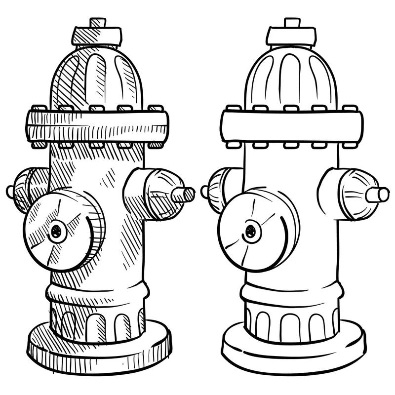 消防栓素描,doodle style fire hydrant vector illustration