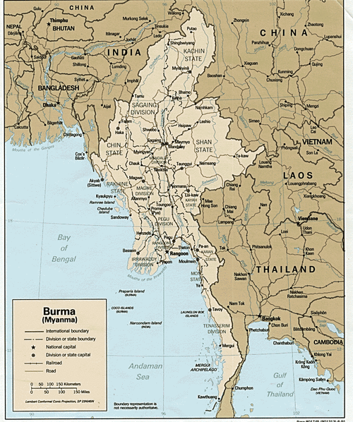 最新缅甸地图中文版