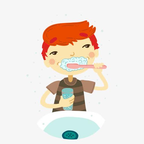 卡通洗漱刷牙素材