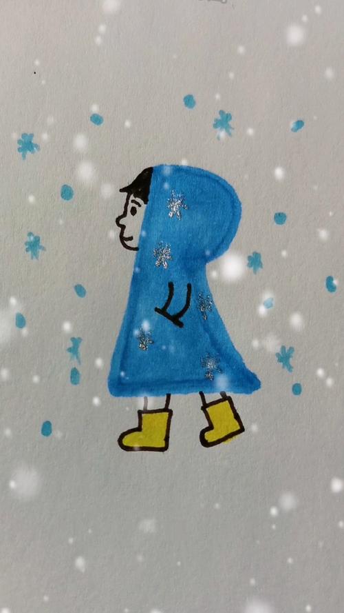 用字母r画一个雪中漫步的小男孩