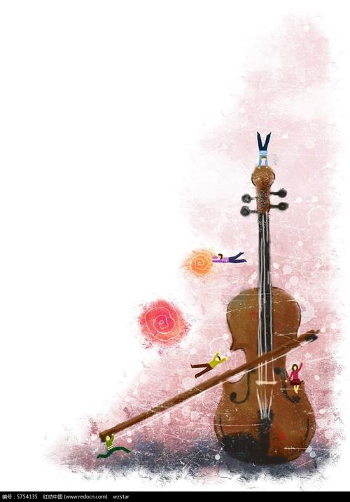粉红背景的小提琴psd素材下载