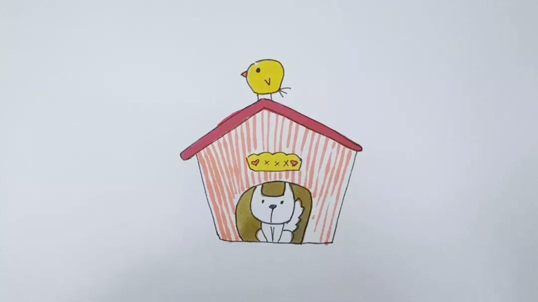 狗屋的简笔画法,为你的爱宠打造一个新家吧!
