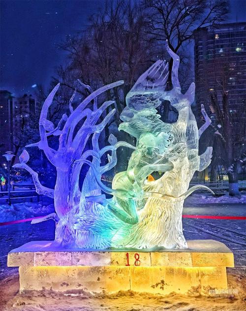 第42届全国专业冰雕比赛落幕|哈尔滨选手创作的《森林之歌》和《守护