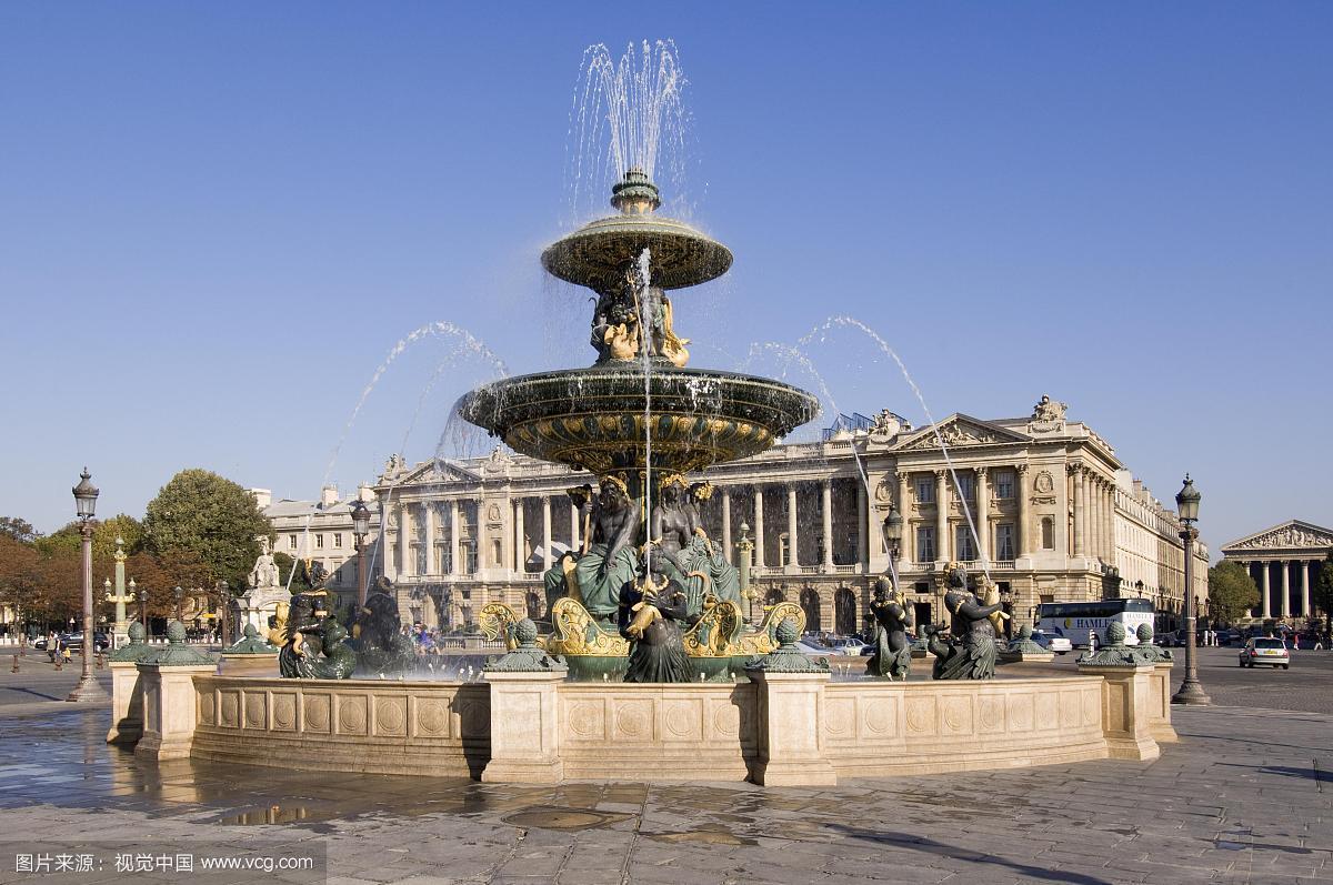 喷泉,协和广场,巴黎,法国,欧洲