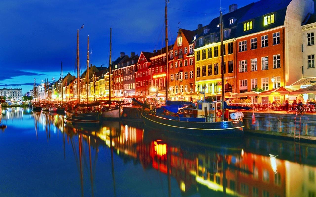 哥本哈根唯美夜景图片桌面壁纸高清大图预览1440x900_风景壁纸下载_美