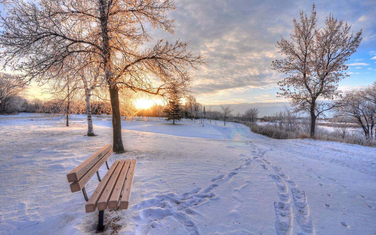 冬季唯美好看的风景图片高清桌面壁纸,风景壁纸,雪景,夕阳,冬季,唯美