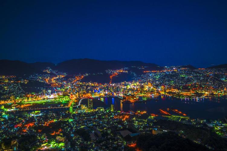 夜景长崎日本九州城市景观光世界上三个主要夜景