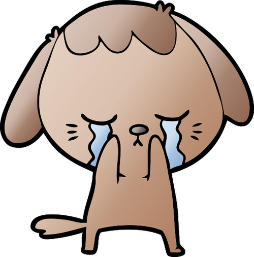 可爱的小狗卡通哭泣 cute puppy crying cartoon
