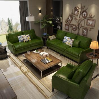 美式沙发皮质北欧真皮沙发组合皮沙发小户型客厅三人整装头层牛皮定制