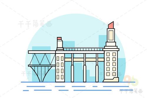 南京长江大桥 建筑创意画