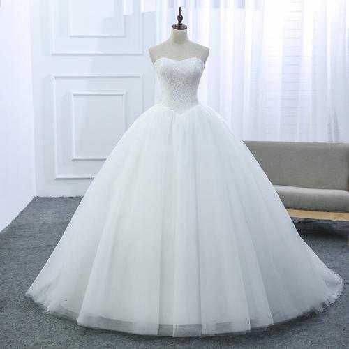 轻婚纱礼服新娘结婚简约抹胸齐地女白色拖尾韩版公主