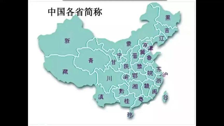 中国省份简称及位置